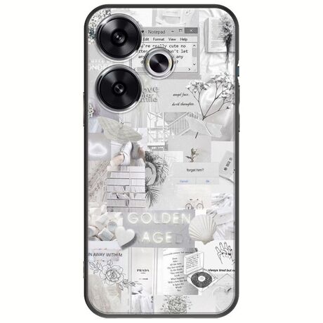 Aesthetic White Xiaomi Poco F6 5G Black TPU (Μαύρη Σιλικόνη)