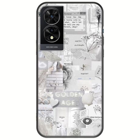 Aesthetic White TCL 505 Black TPU (Μαύρη Σιλικόνη)