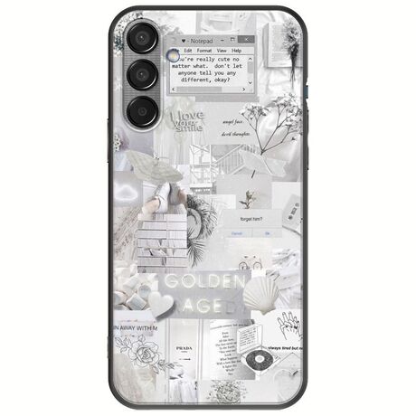 Aesthetic White Samsung Galaxy M55 5G Black TPU (Μαύρη Σιλικόνη)