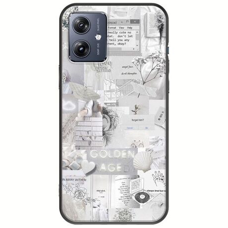 Aesthetic White Motorola Moto G54 5G Black TPU (Μαύρη Σιλικόνη)