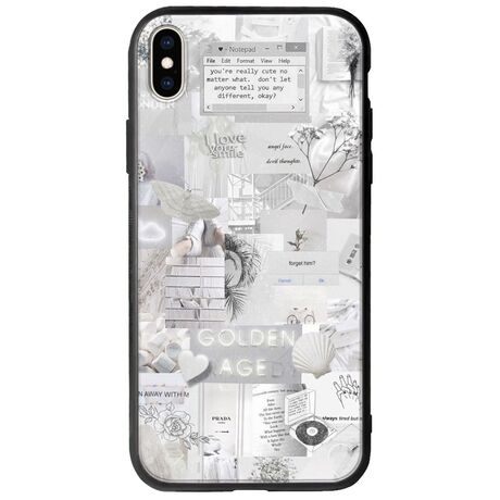 Aesthetic White iPhone X / XS Groove TPU (Tempered Glass και TPU)