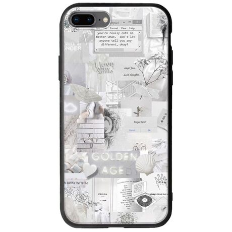 Aesthetic White iPhone 8 Plus Groove TPU (Tempered Glass και TPU)