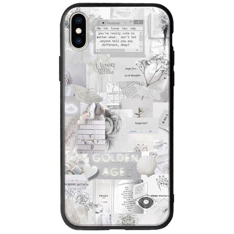 Aesthetic White iPhone XS Max Groove TPU (Tempered Glass και TPU)