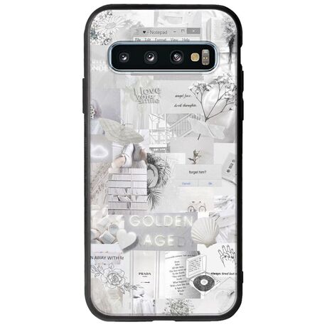 Aesthetic White Samsung Galaxy S10 Groove TPU (Tempered Glass και TPU)