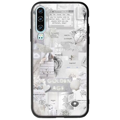 Aesthetic White Huawei P30 Groove TPU (Tempered Glass και TPU)
