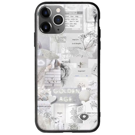 Aesthetic White iPhone 11 Pro Max Groove TPU (Tempered Glass και TPU)