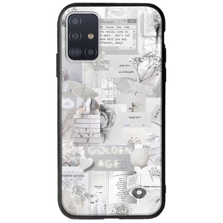 Aesthetic White Samsung Galaxy A51 Groove TPU (Tempered Glass και TPU)