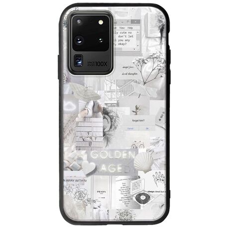 Aesthetic White Samsung Galaxy S20 Ultra Groove TPU (Tempered Glass και TPU)