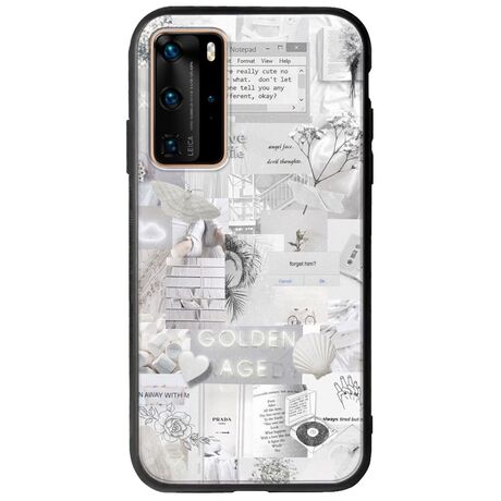 Aesthetic White Huawei P40 Pro Groove TPU (Tempered Glass και TPU)