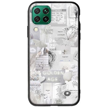 Aesthetic White Huawei P40 Lite Groove TPU (Tempered Glass και TPU)