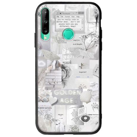 Aesthetic White Huawei P40 Lite E Groove TPU (Tempered Glass και TPU)