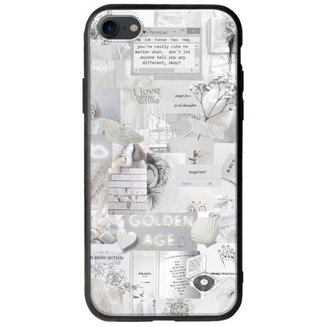 Aesthetic White iPhone SE 2020 Groove TPU (Tempered Glass και TPU)
