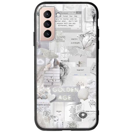 Aesthetic White Samsung Galaxy S21 Groove TPU (Tempered Glass και TPU)
