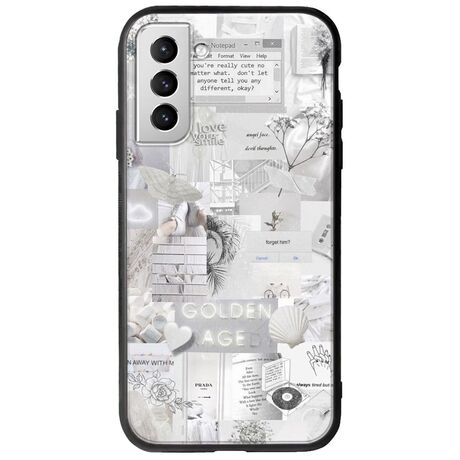 Aesthetic White Samsung Galaxy S21 Plus Groove TPU (Tempered Glass και TPU)