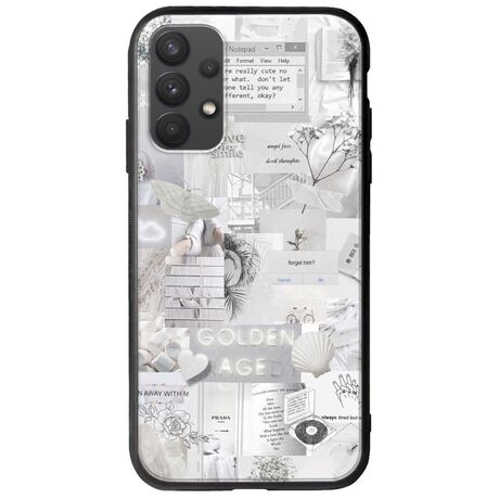 Aesthetic White Samsung Galaxy A32 4G Groove TPU (Tempered Glass και TPU)