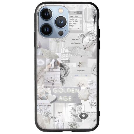 Aesthetic White iPhone 13 Pro Groove TPU (Tempered Glass και TPU)