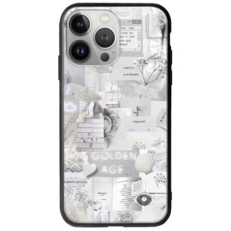 Aesthetic White iPhone 13 Pro Max Groove TPU (Tempered Glass και TPU)