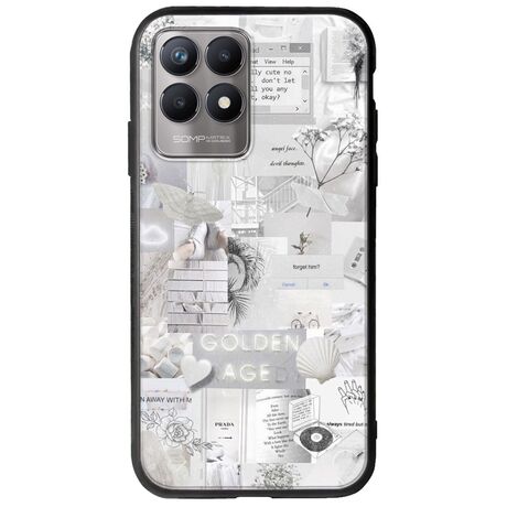 Aesthetic White Realme 8i Groove TPU (Tempered Glass και TPU)