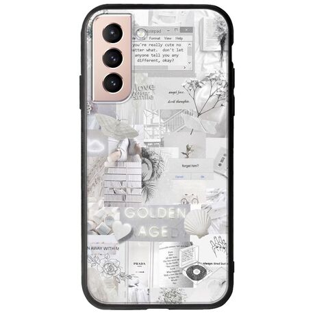 Aesthetic White Samsung Galaxy S21 FE 5G Groove TPU (Tempered Glass και TPU)