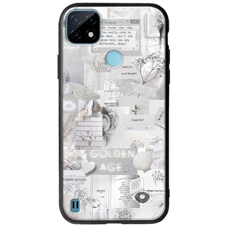 Aesthetic White Realme C21Y / Realme C25Y Groove TPU (Tempered Glass και TPU)