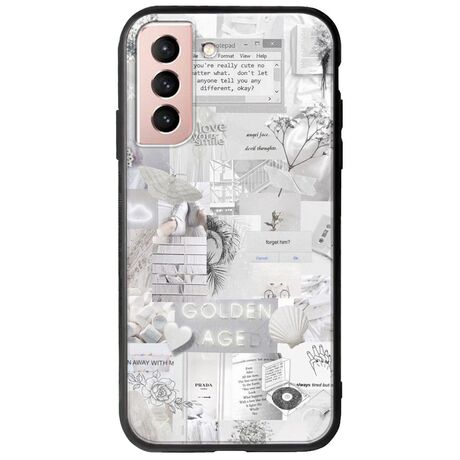 Aesthetic White Samsung Galaxy S22 Groove TPU (Tempered Glass και TPU)