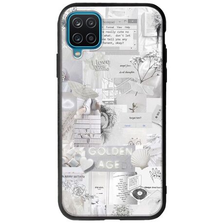 Aesthetic White Samsung Galaxy M12 Groove TPU (Tempered Glass και TPU)