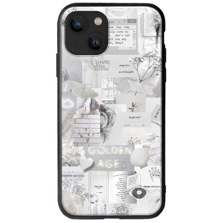 Aesthetic White iPhone 14 Plus Groove TPU (Tempered Glass και TPU)