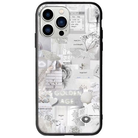 Aesthetic White iPhone 14 Pro Groove TPU (Tempered Glass και TPU)