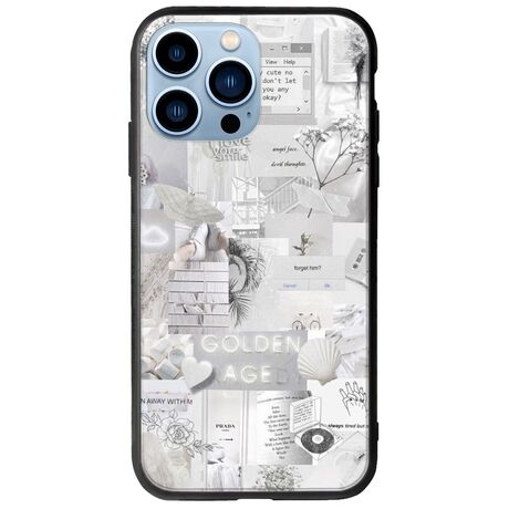 Aesthetic White iPhone 14 Pro Max Groove TPU (Tempered Glass και TPU)