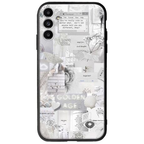 Aesthetic White Samsung Galaxy A04s Groove TPU (Tempered Glass και TPU)