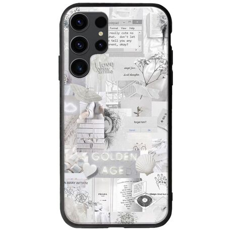 Aesthetic White Samsung Galaxy S23 Ultra 5G Groove TPU (Tempered Glass και TPU)
