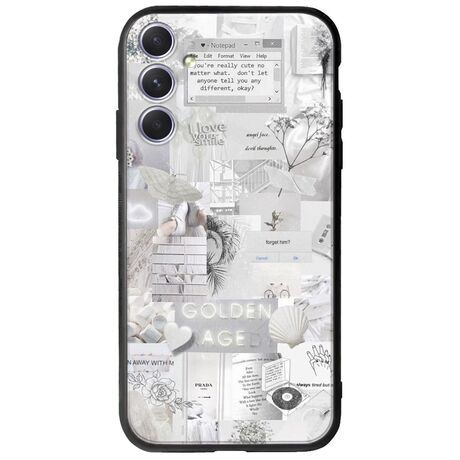 Aesthetic White Samsung Galaxy A54 5G Groove TPU (Tempered Glass και TPU)