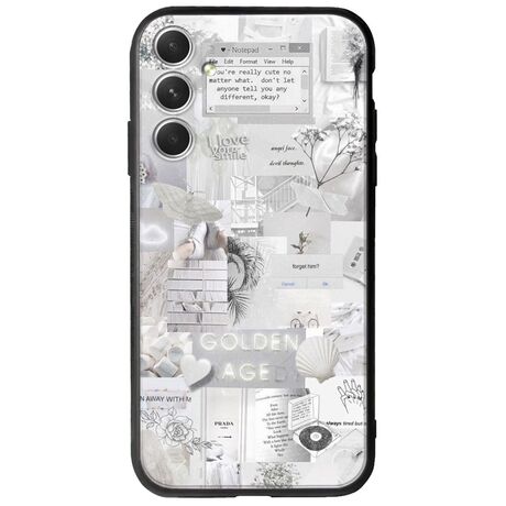 Aesthetic White Samsung Galaxy A34 5G Groove TPU (Tempered Glass και TPU)