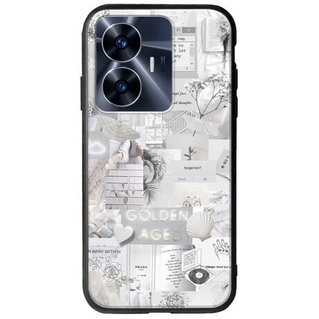 Aesthetic White Realme C55 Groove TPU (Tempered Glass και TPU)