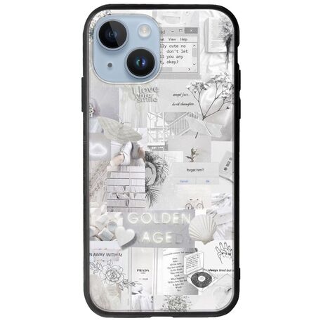 Aesthetic White iPhone 15 Groove TPU (Tempered Glass και TPU)