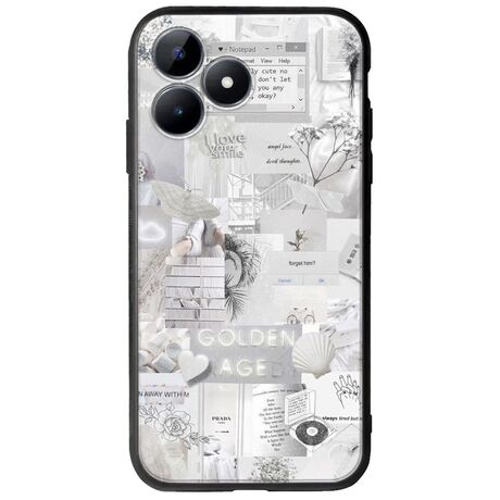 Aesthetic White Realme C51 Groove TPU (Tempered Glass και TPU)