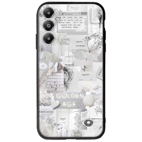 Aesthetic White Samsung Galaxy A25 5G Groove TPU (Tempered Glass και TPU)