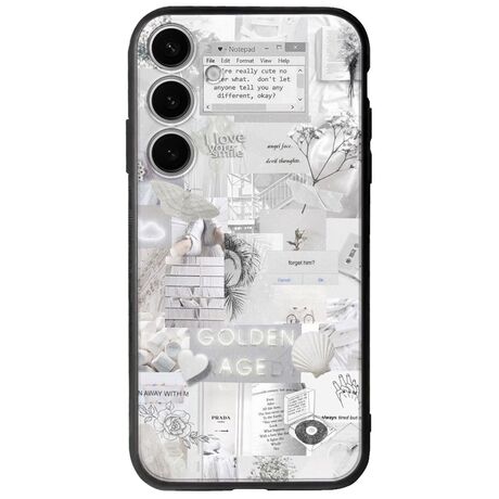 Aesthetic White Samsung Galaxy A55 5G Groove TPU (Tempered Glass και TPU)