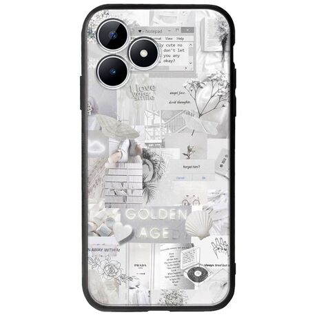 Aesthetic White Realme Note 50 Groove TPU (Tempered Glass και TPU)