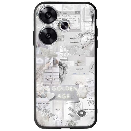 Aesthetic White Xiaomi Poco F6 5G Groove TPU (Tempered Glass και TPU)