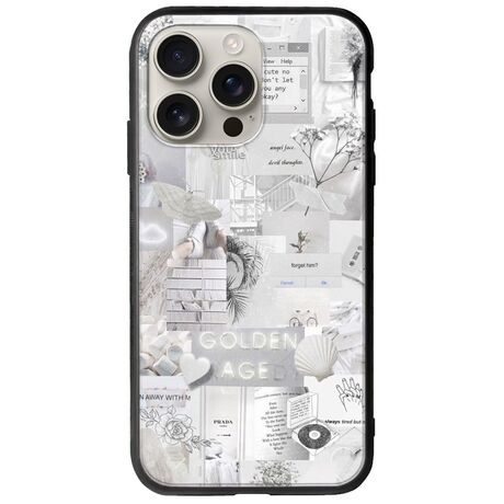 Aesthetic White iPhone 16 Pro Groove TPU (Tempered Glass και TPU)