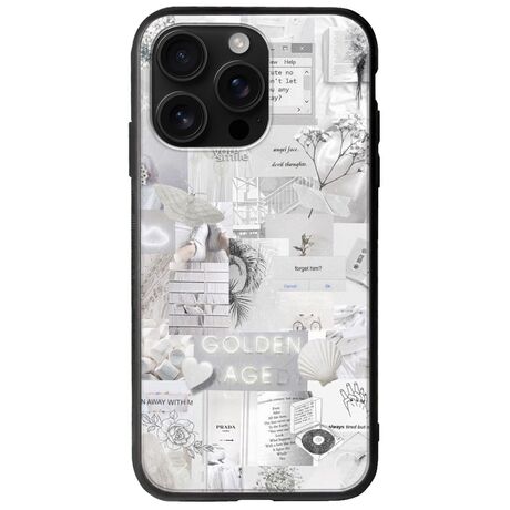 Aesthetic White iPhone 16 Pro Max Groove TPU (Tempered Glass και TPU)