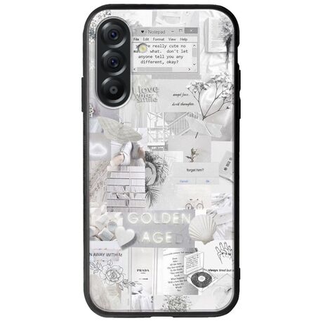 Aesthetic White Samsung Galaxy A56 5G Groove TPU (Tempered Glass και TPU)