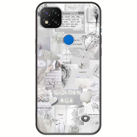 Aesthetic White Xiaomi Redmi 9C Black TPU (Μαύρη Σιλικόνη)