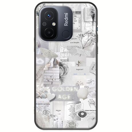 Aesthetic White Xiaomi Redmi 12C Black TPU (Μαύρη Σιλικόνη)