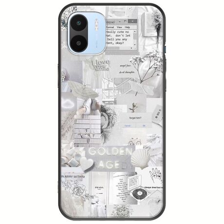 Aesthetic White Xiaomi Redmi A2 Black TPU (Μαύρη Σιλικόνη)
