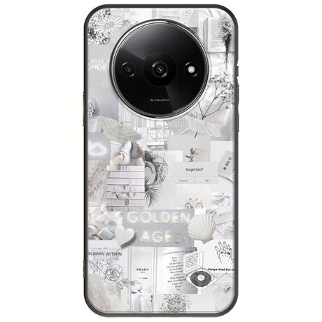 Aesthetic White Xiaomi Redmi A3 Black TPU (Μαύρη Σιλικόνη)