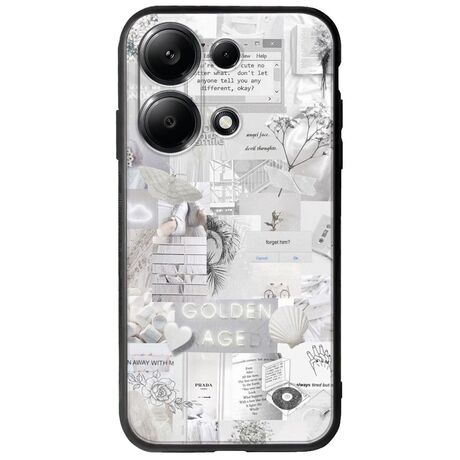 Aesthetic White Xiaomi Redmi Note 14S Groove TPU (Tempered Glass και TPU)