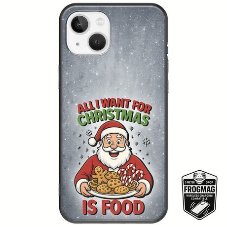 All I Want For Christmas Is - Food iPhone 14 FrogMag 3M (Wireless Ready, Drop Tested, Black Frame & Edges)