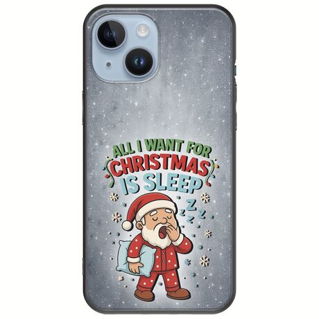 All I Want For Christmas Is - Sleep iPhone 15 Black TPU (Μαύρη Σιλικόνη)